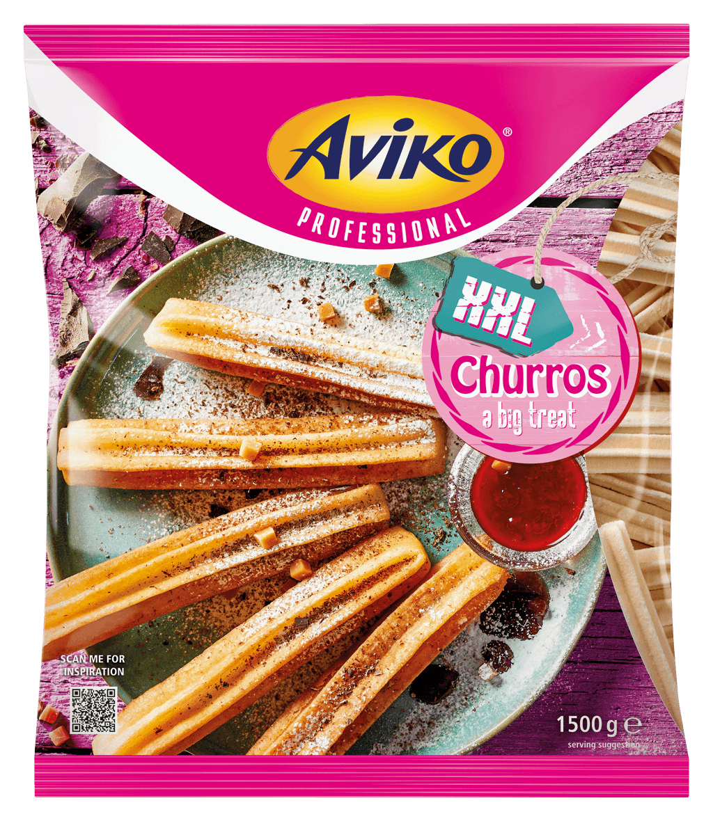 Packshot Pink- Grosse Churros XXL Aviko Deutschland